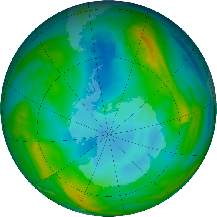 Antarctic ozone map for 14 June 1989